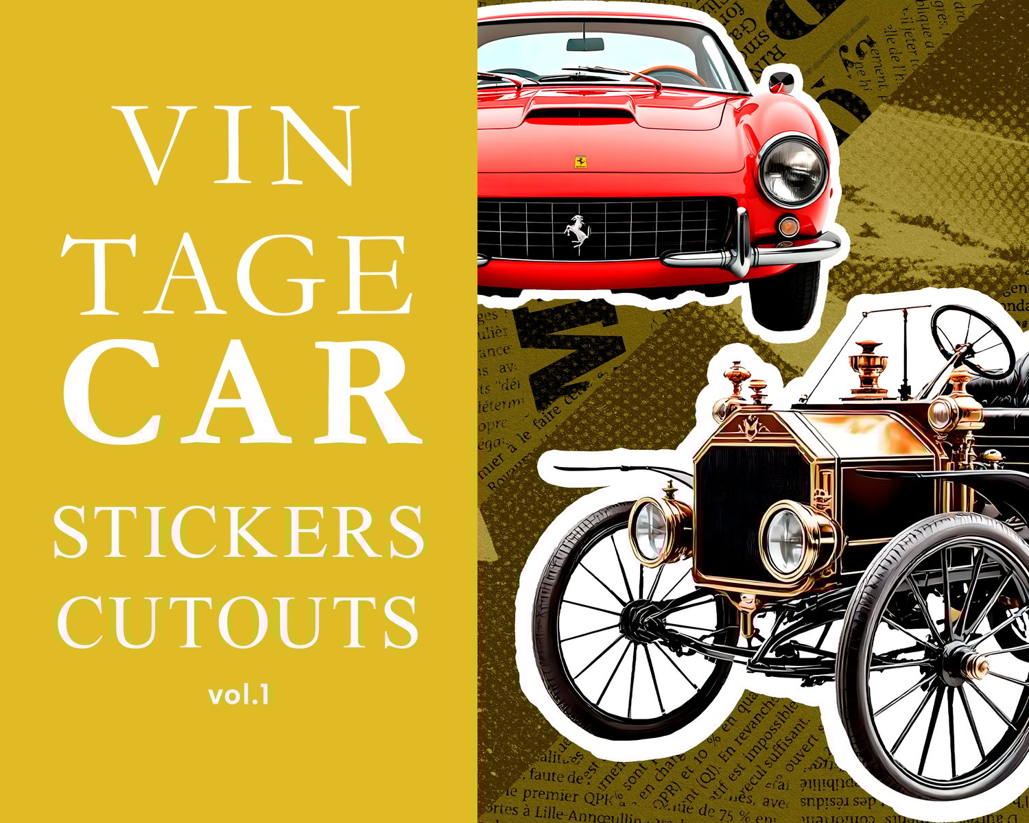 vintage car stickers collage
