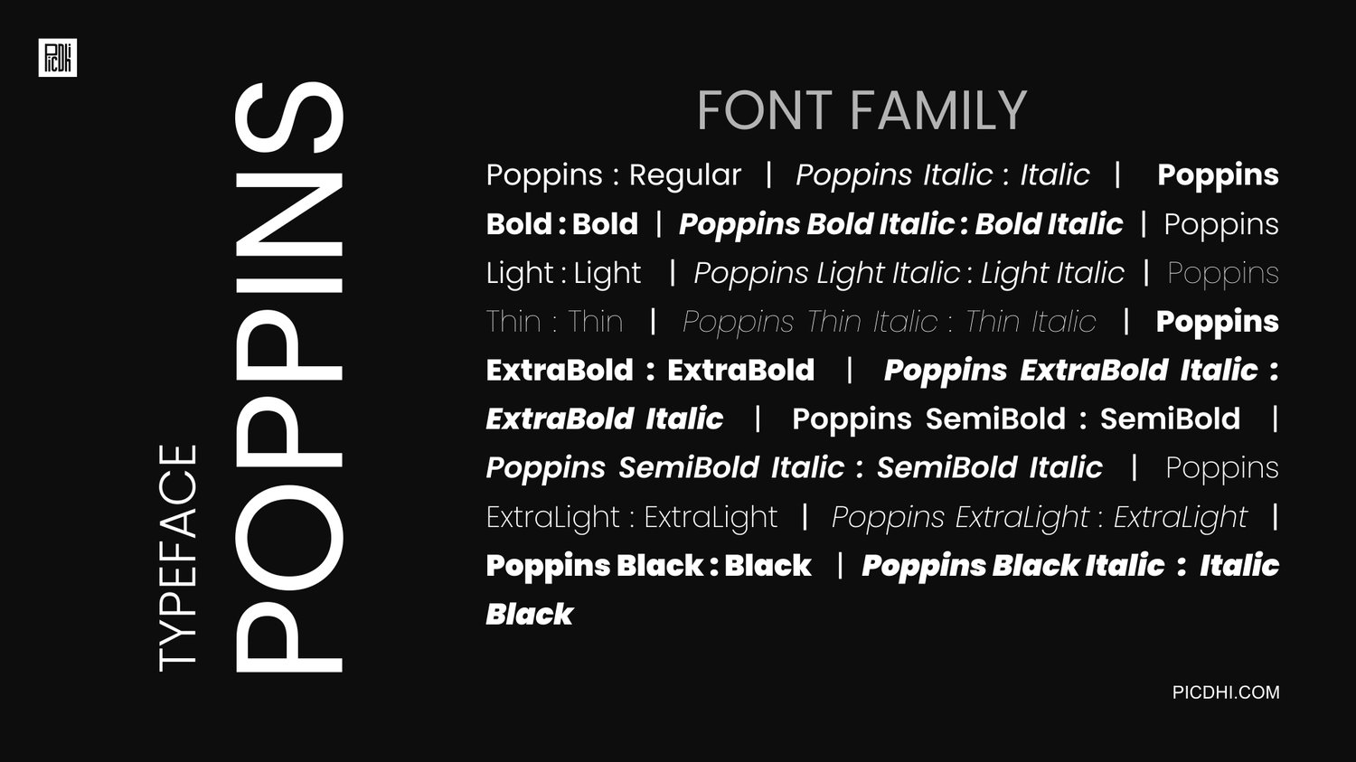 Poppins typeface and font family