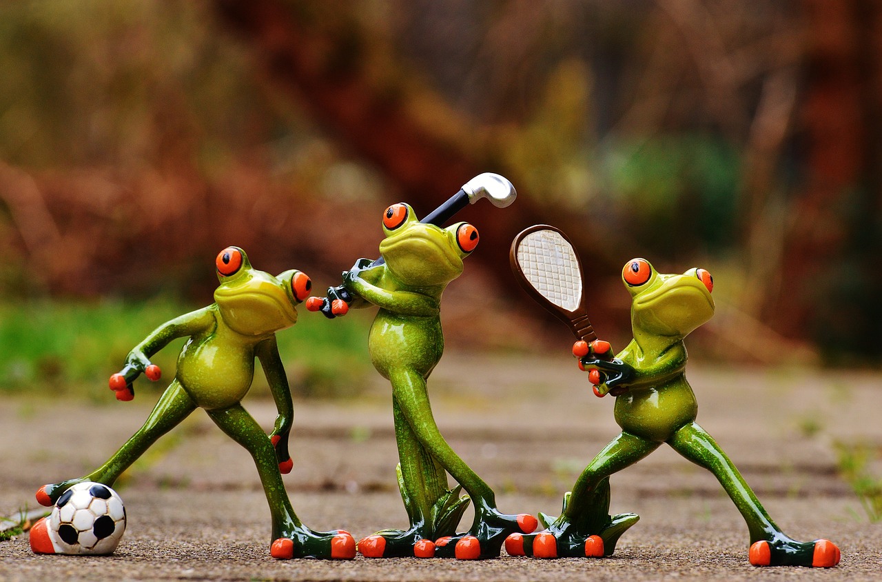 Foto ranas, atletas y fútbol-tenis-golf