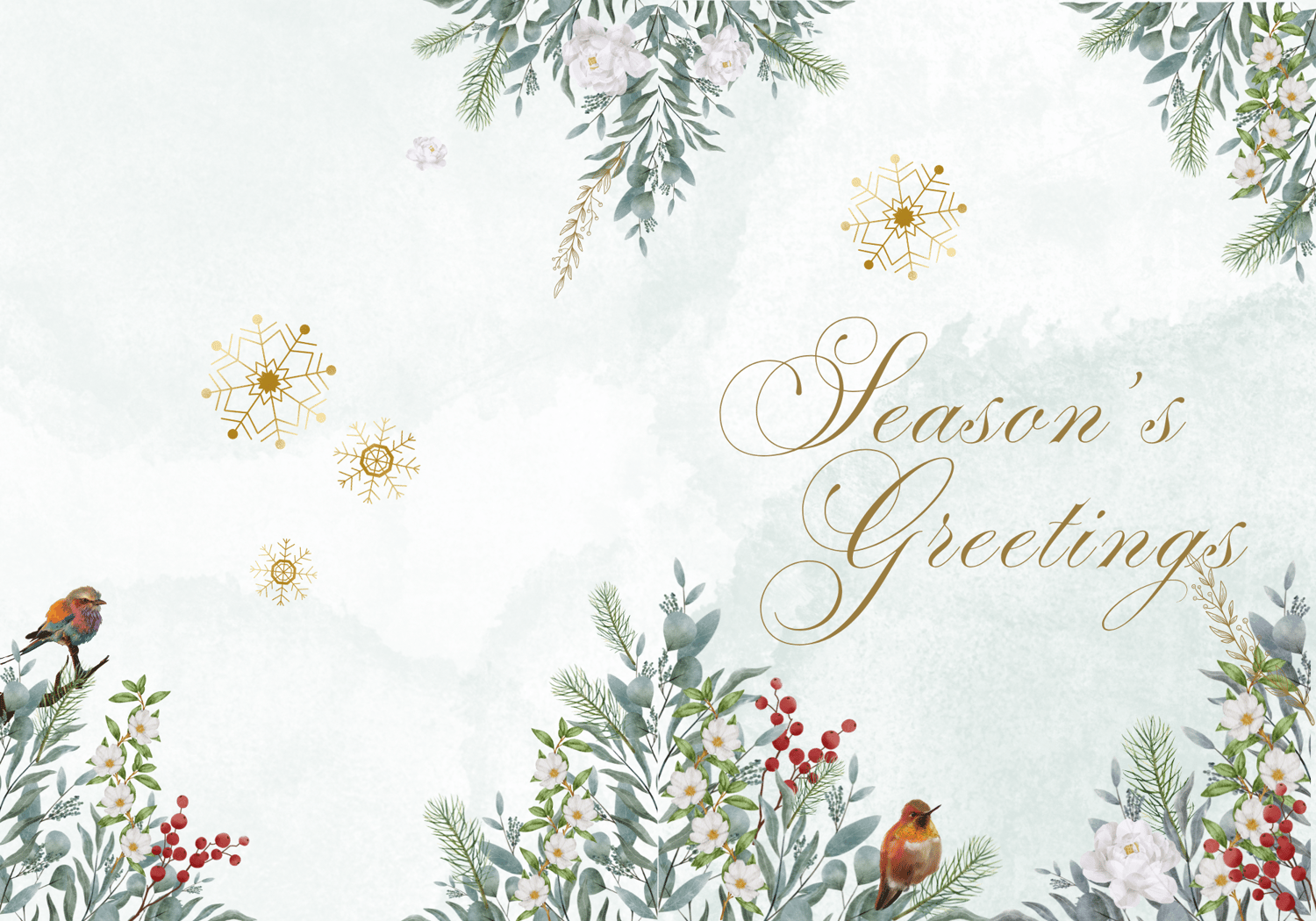Customizable Elegant Winter Botanicals Folded Card Portrait | Digital Canva Template. Outside design