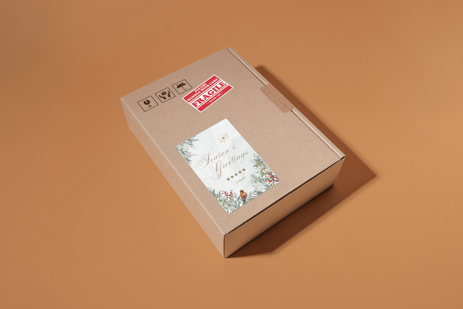 Customizable Elegant Winter Botanicals Sticker Label 4"x6" | Digital Canva Template. Mock sticker on box