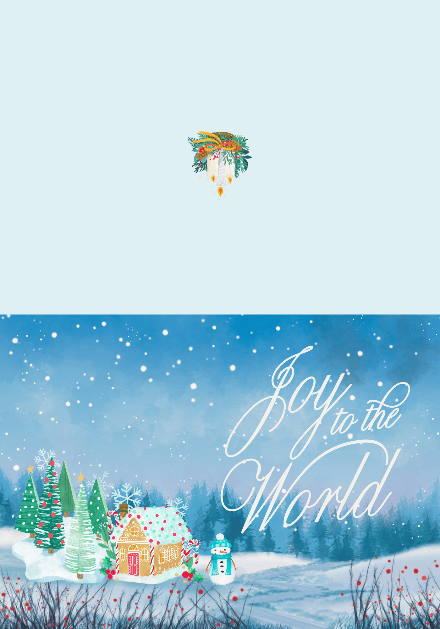 Customizable Adorable Winter Wonderland Folded Card Landscape | Digital Canva Template. Outside design