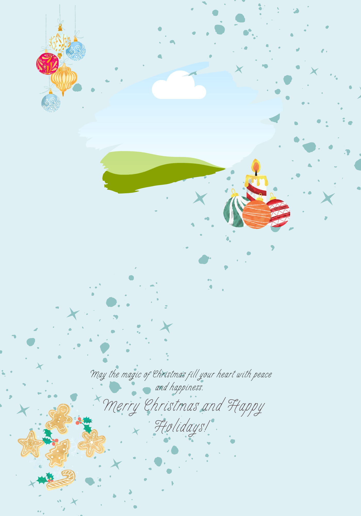 Customizable Adorable Winter Wonderland Folded Card Landscape | Digital Canva Template. Inside design