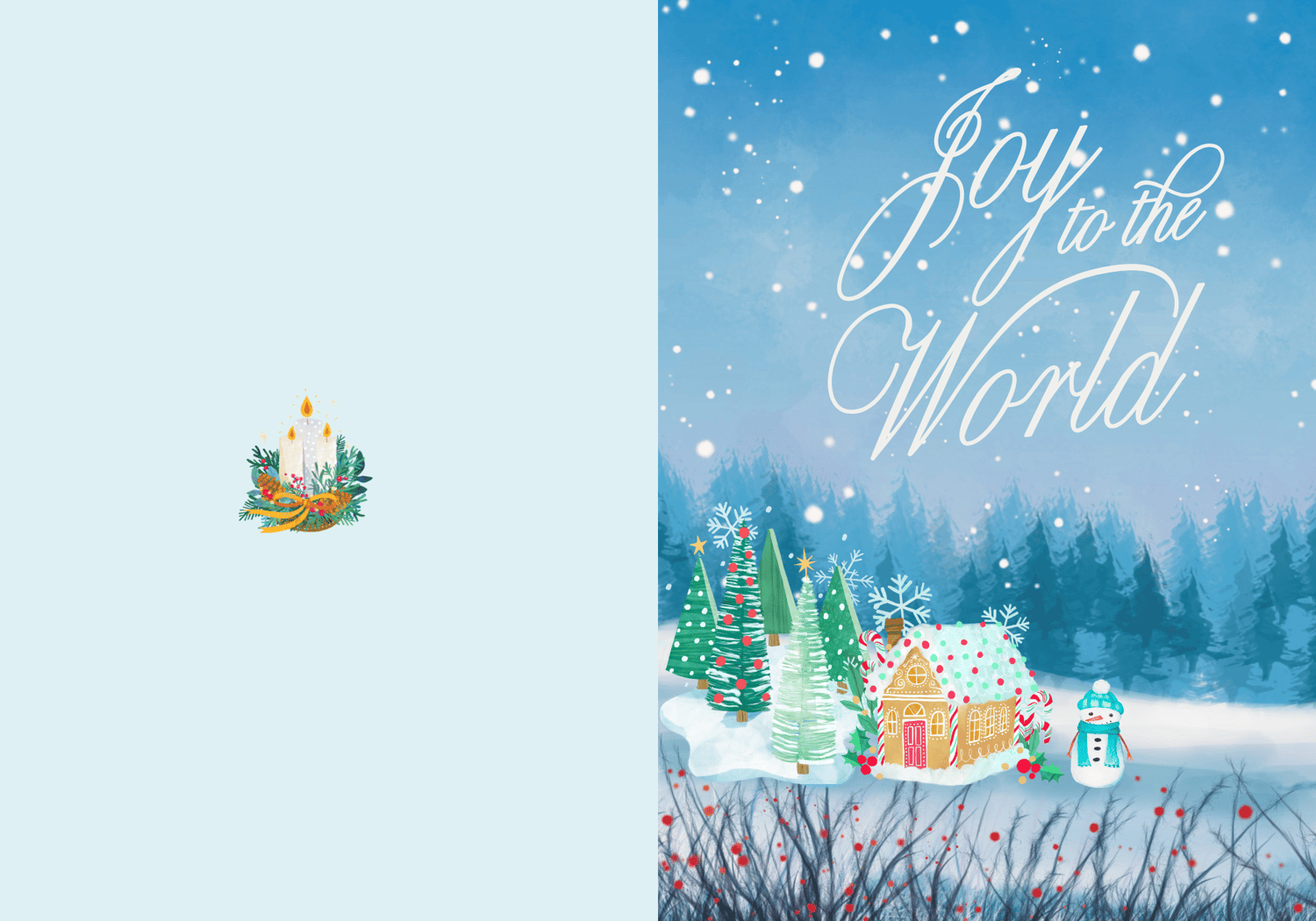 Customizable Adorable Winter Wonderland Folded Card Portrait | Digital Canva Template. Outside design