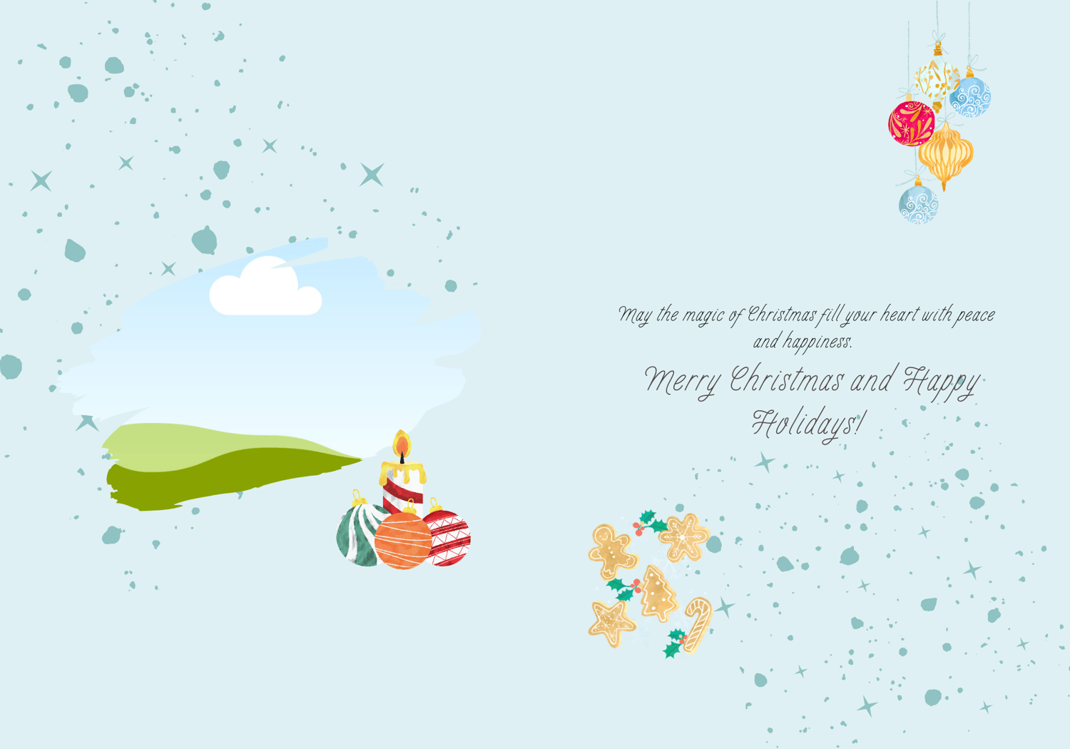 Customizable Adorable Winter Wonderland Folded Card Portrait | Digital Canva Template. Inside design
