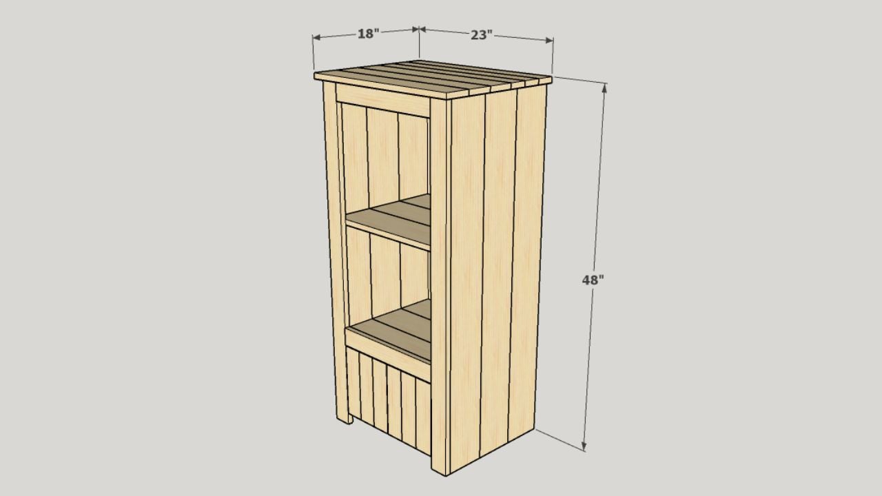 Printer cabinet diagram with measurements