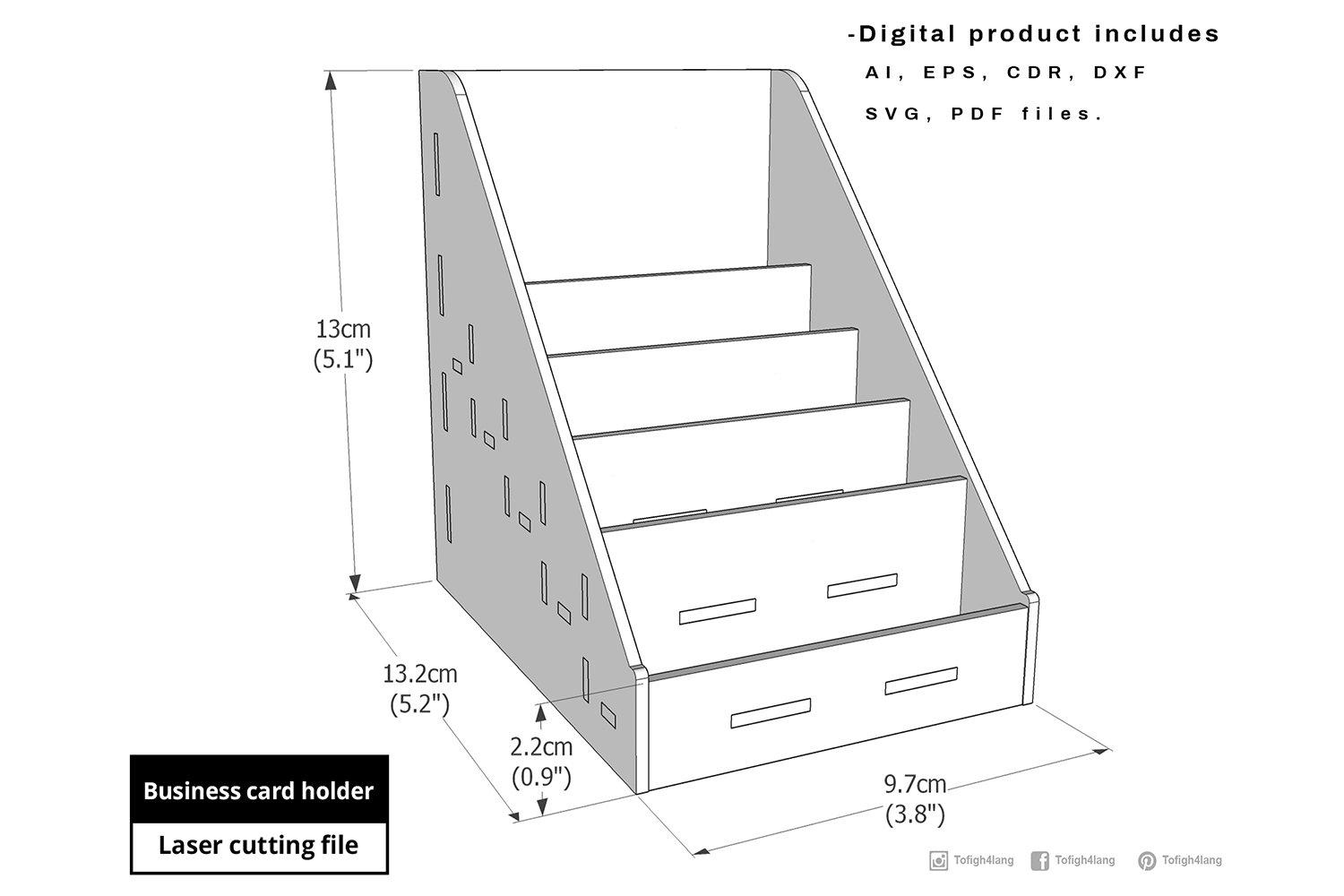 Business Card Holder Design | Digital File for CNC & Laser, Laser Cut, SVG file, Glowforge Crafts