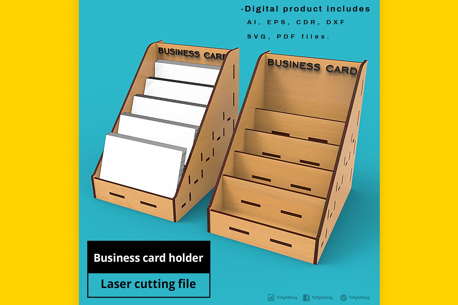 Business Card Holder Design | Digital File for CNC & Laser, Laser Cut, SVG file, Glowforge Crafts
