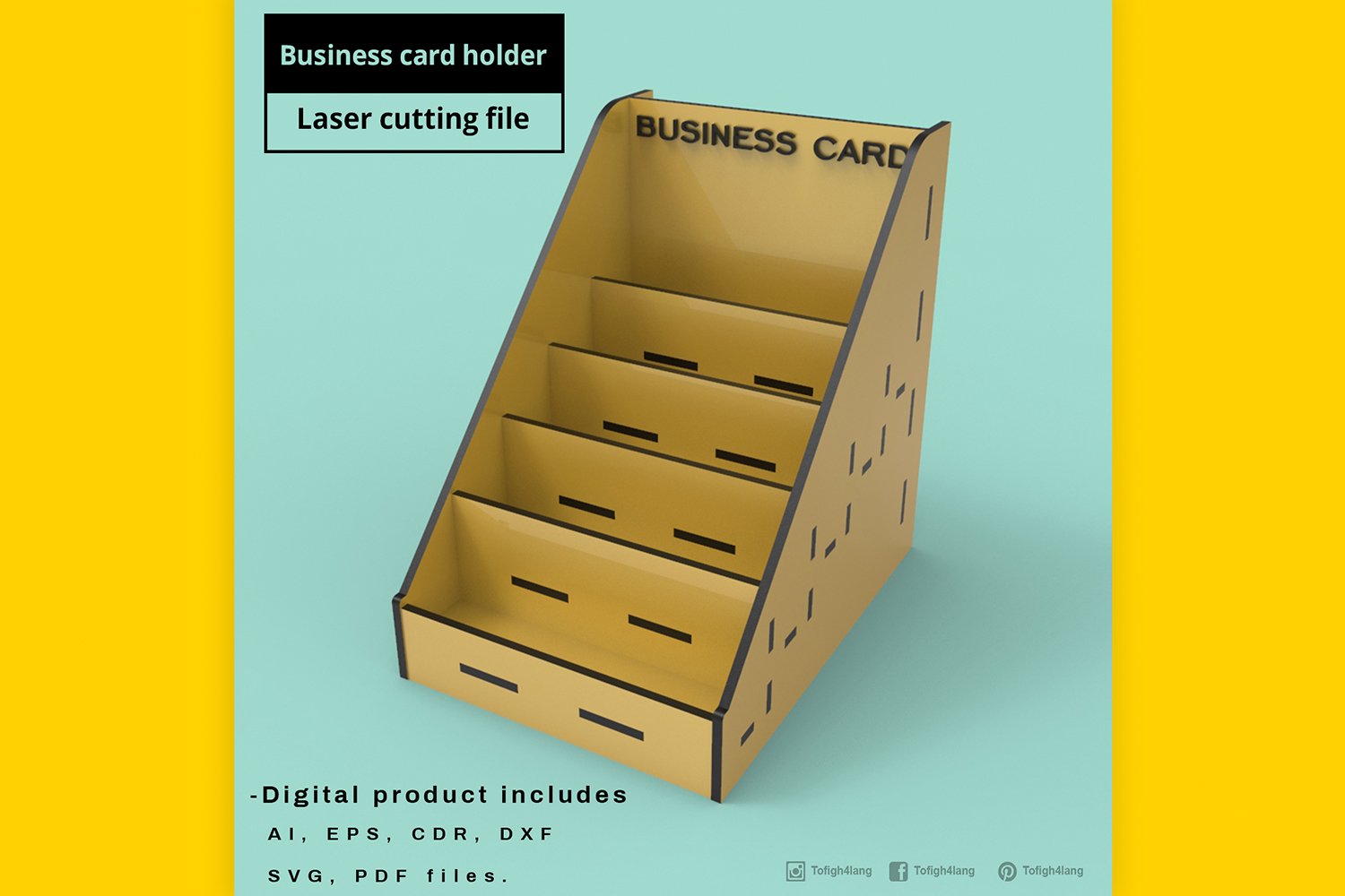 Business Card Holder Design | Digital File for CNC & Laser, Laser Cut, SVG file, Glowforge Crafts