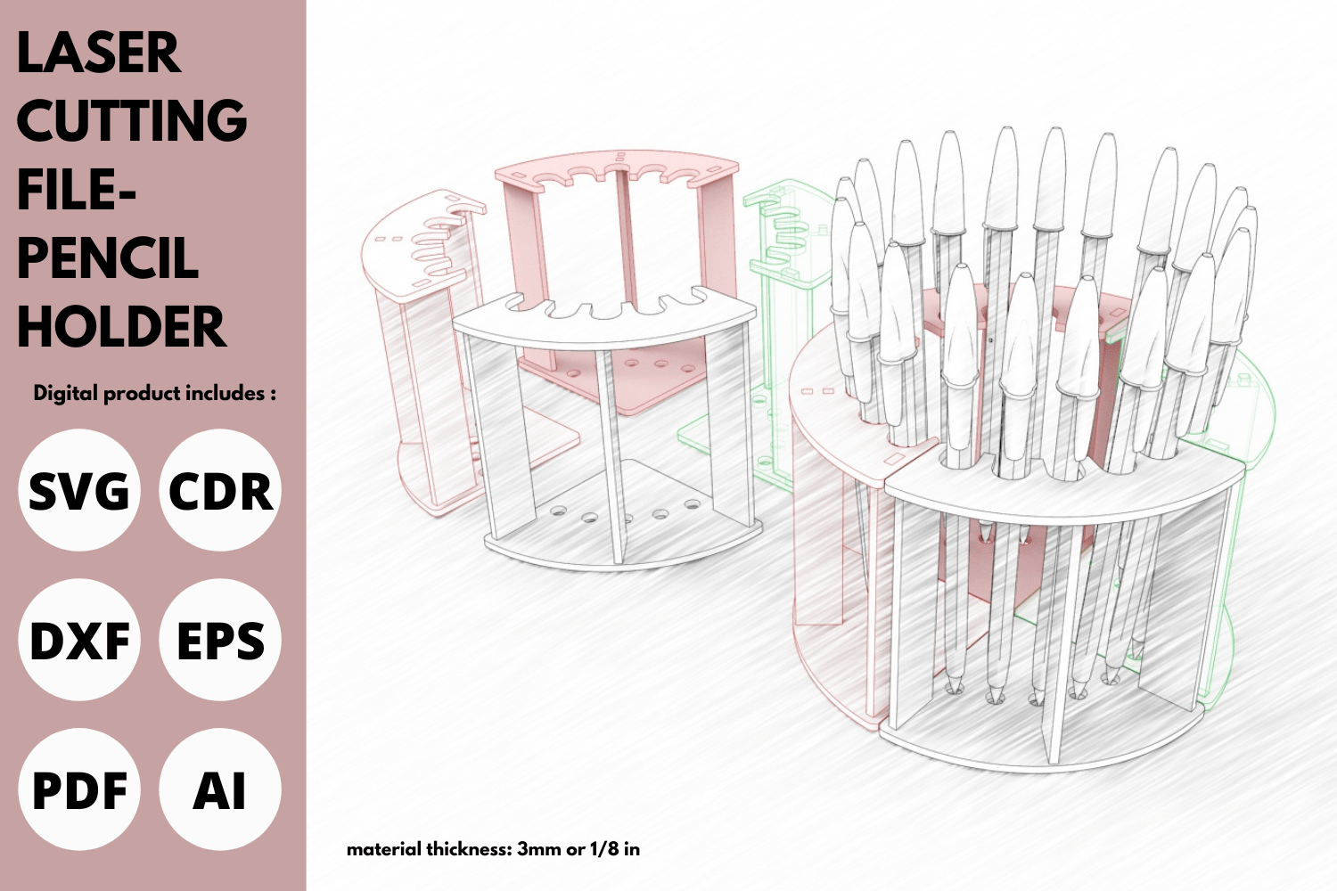 Pencil Holder or Pen Holder | Laser Cutting File | SVG File | Laser Cut