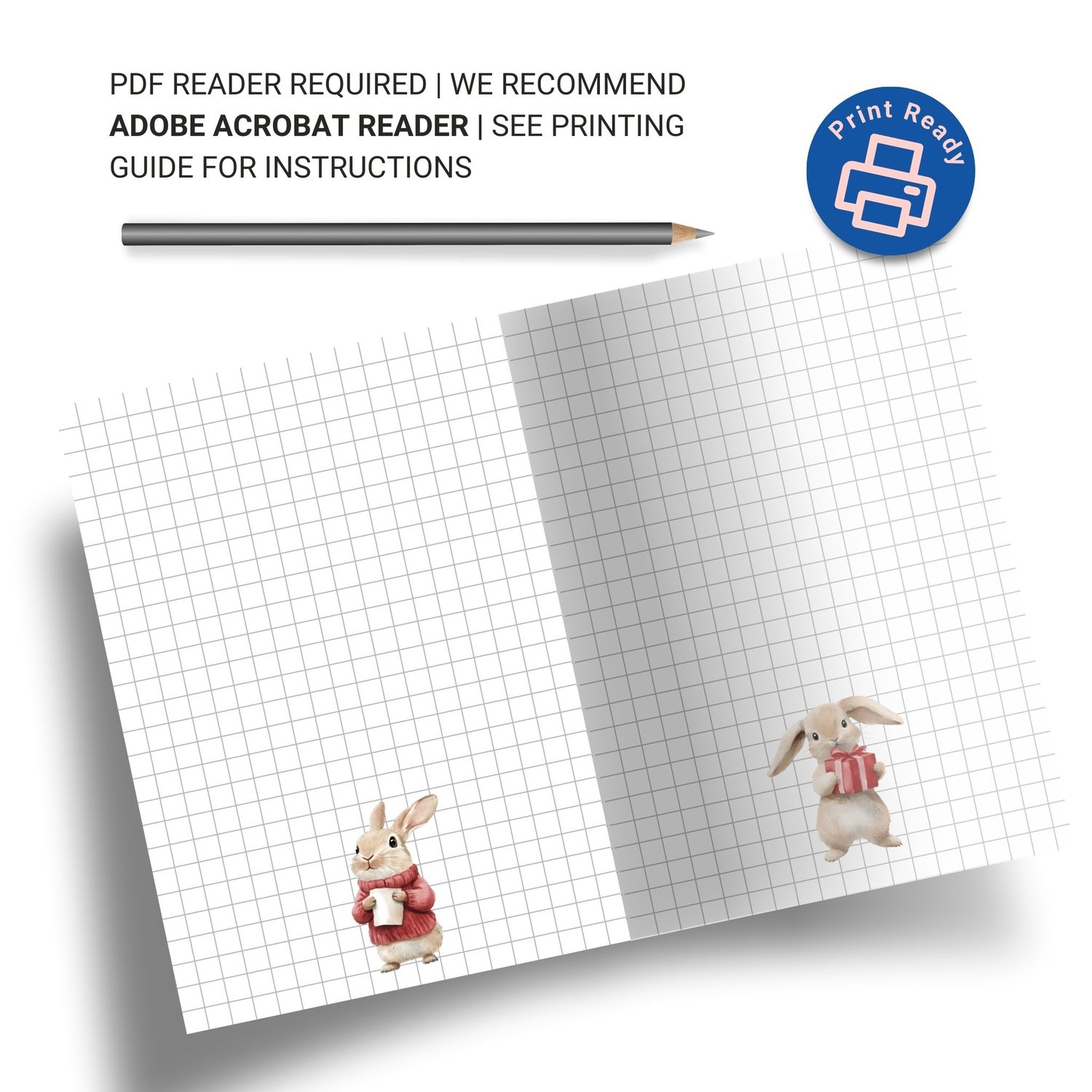 Christmas Notepad | Printable A6 Notepad | Festive Grid Paper