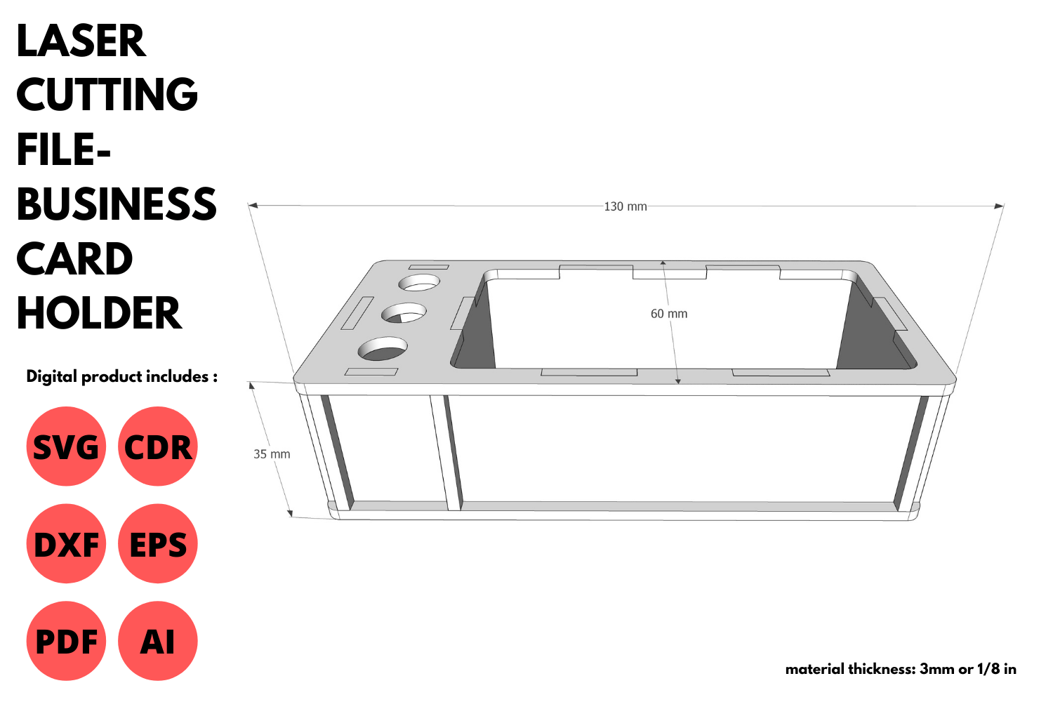 Card Holder Laser Cut | Desk Organizer | Pen Holder | Laser Cutting File | Laser cut | SVG File