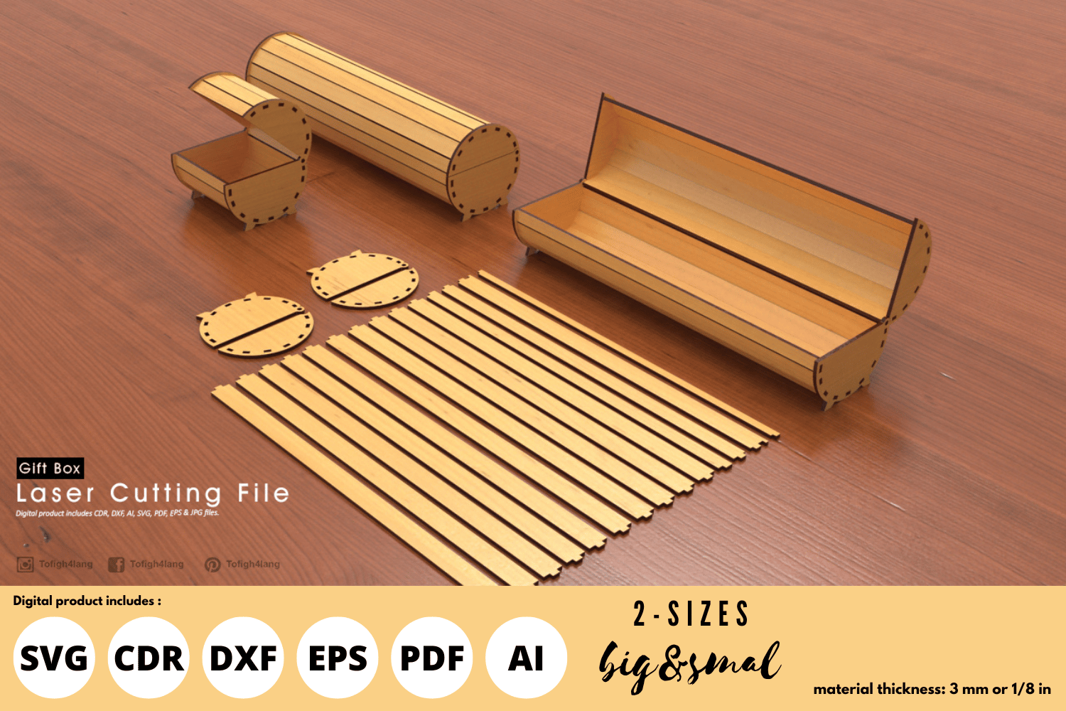 Circular Gift Box Laser Cut File | 2 Sizes SVG for Gift Packaging and Laser Cutting