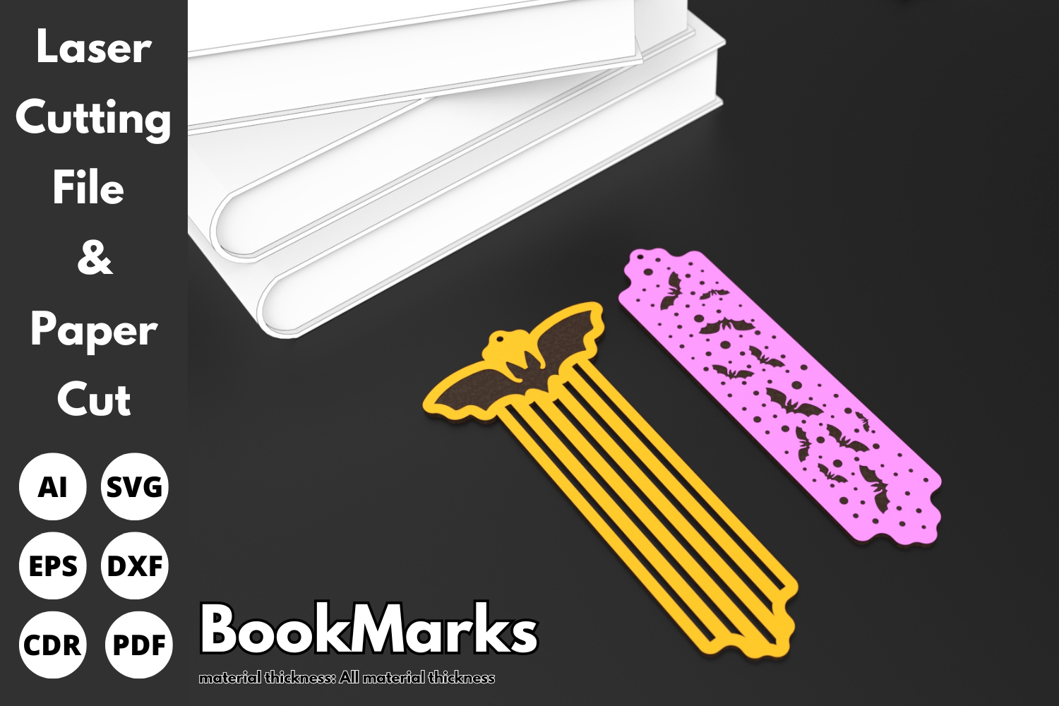 Halloween Bat and Star Bookmarks | Laser Cutting File | Halloween Bookmark SVG File