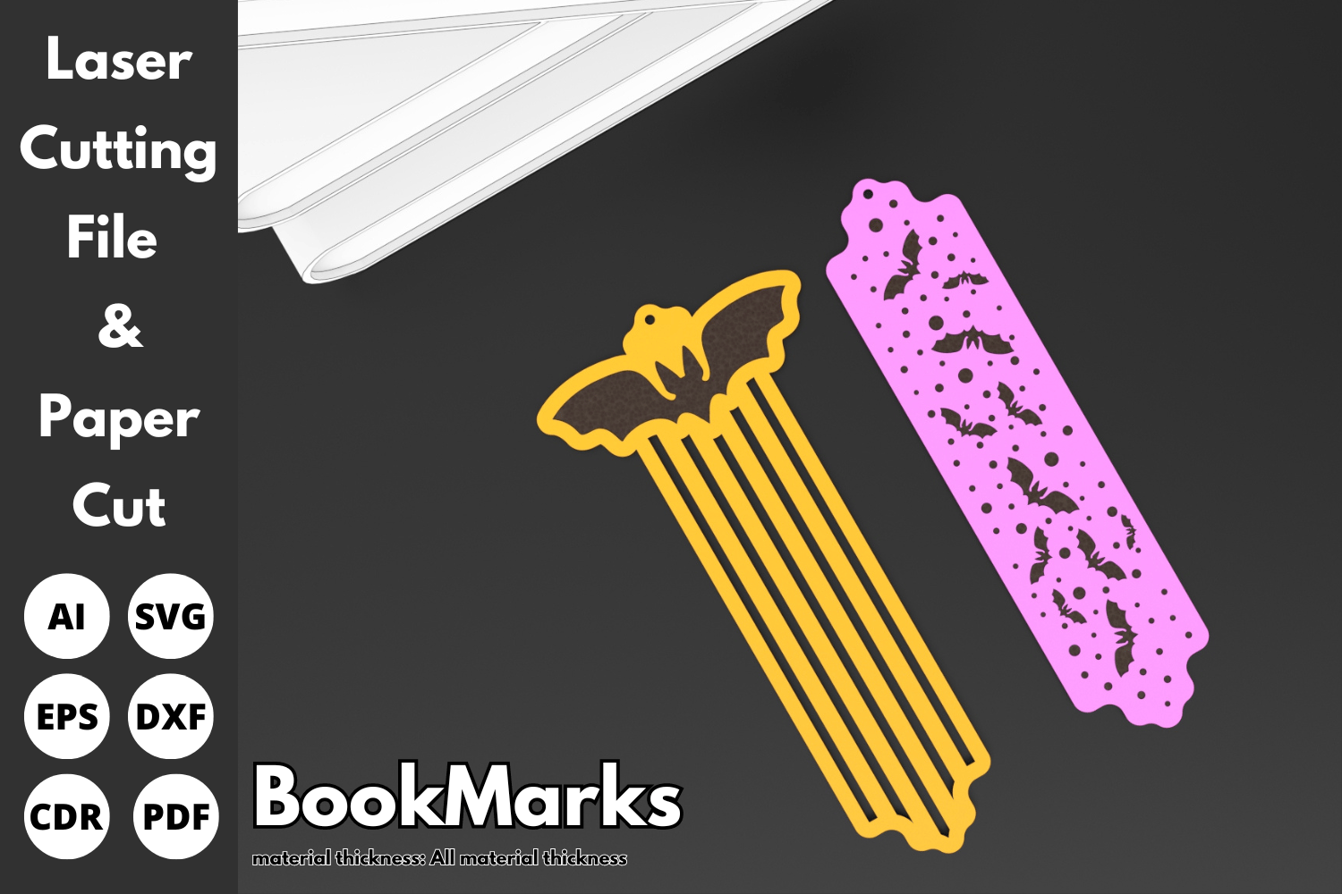 Halloween Bat and Star Bookmarks | Laser Cutting File | Halloween Bookmark SVG File