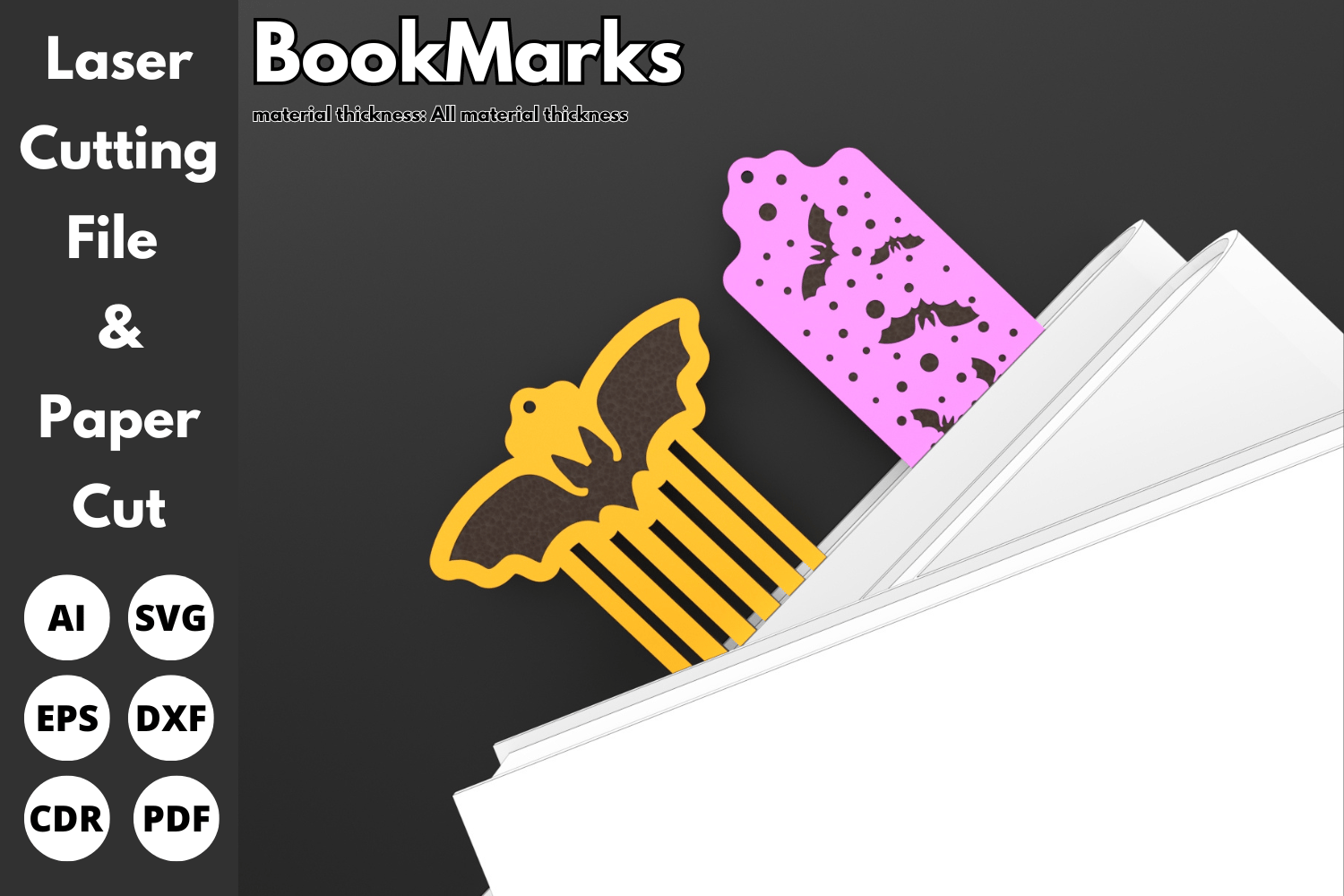Halloween Bat and Star Bookmarks | Laser Cutting File | Halloween Bookmark SVG File