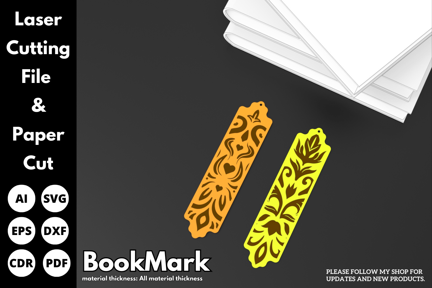 Vintage Floral Bookmark | Laser Cutting File | Bookmark Design for Laser Cut SVG File