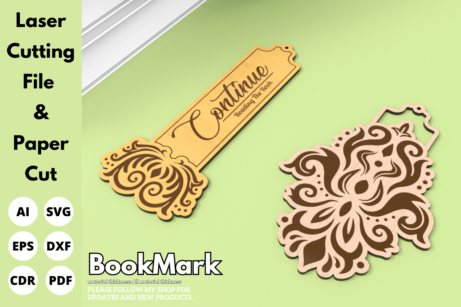 Vintage Floral Bookmark | Laser Cutting File | Bookmark Design for Laser Cut SVG File