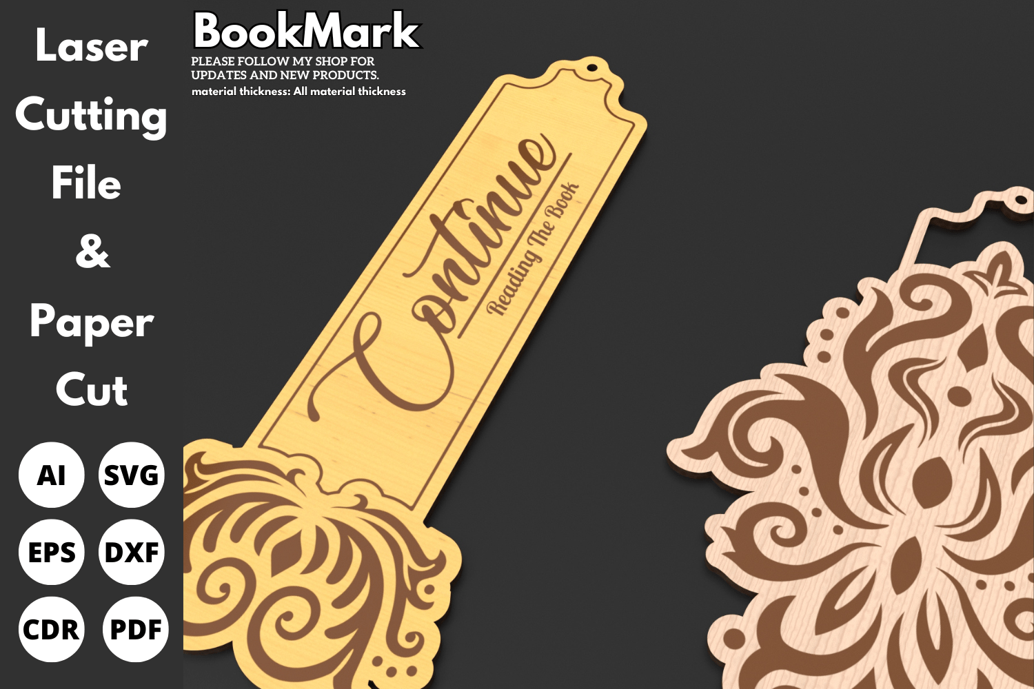 Vintage Floral Bookmark | Laser Cutting File | Bookmark Design for Laser Cut SVG File