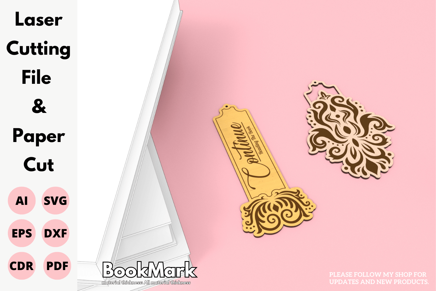 Vintage Floral Bookmark | Laser Cutting File | Bookmark Design for Laser Cut SVG File