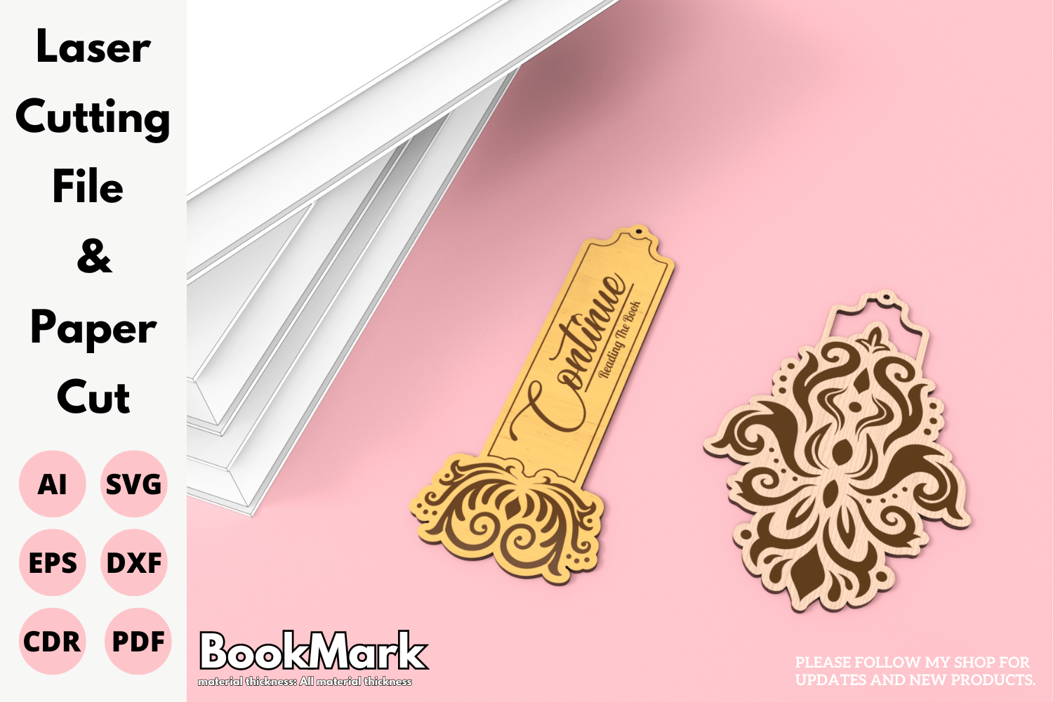 Vintage Floral Bookmark | Laser Cutting File | Bookmark Design for Laser Cut SVG File
