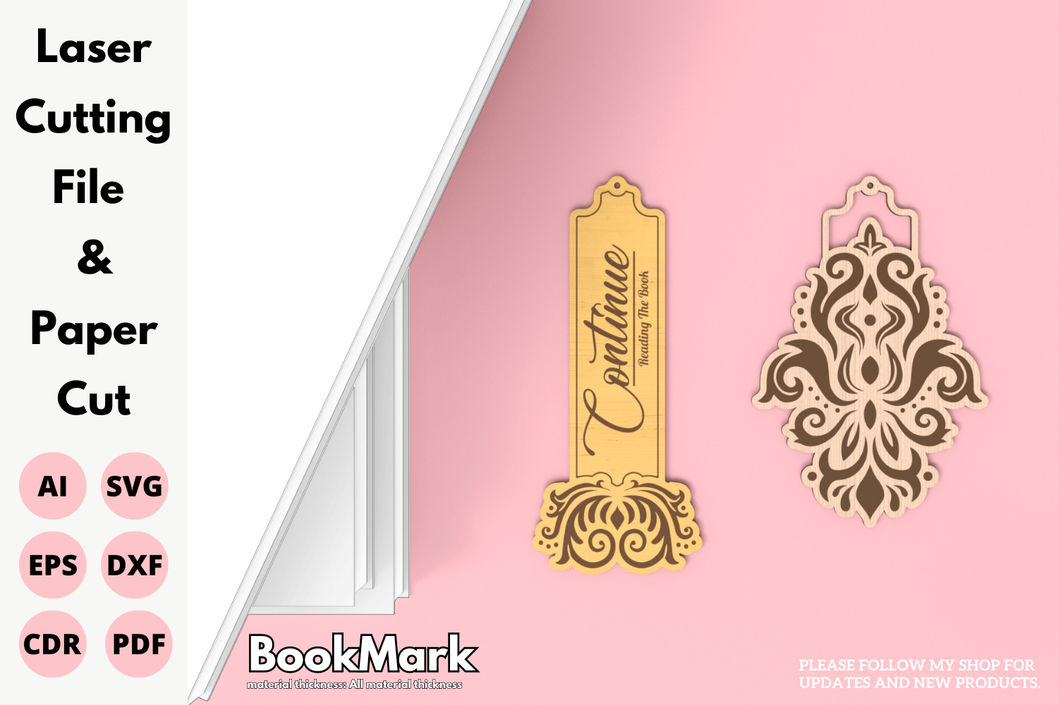 Vintage Floral Bookmark | Laser Cutting File | Bookmark Design for Laser Cut SVG File