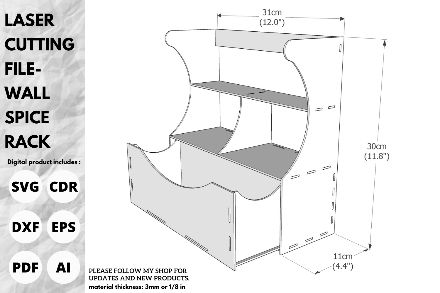 Spice Rack Stand | Kitchen Organizer | Laser Cutting Design for Production | SVG File