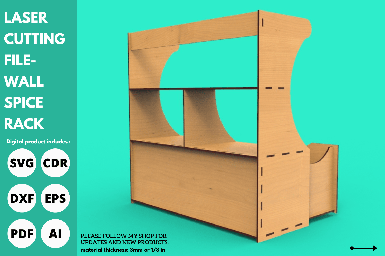 Spice Rack Stand | Kitchen Organizer | Laser Cutting Design for Production | SVG File