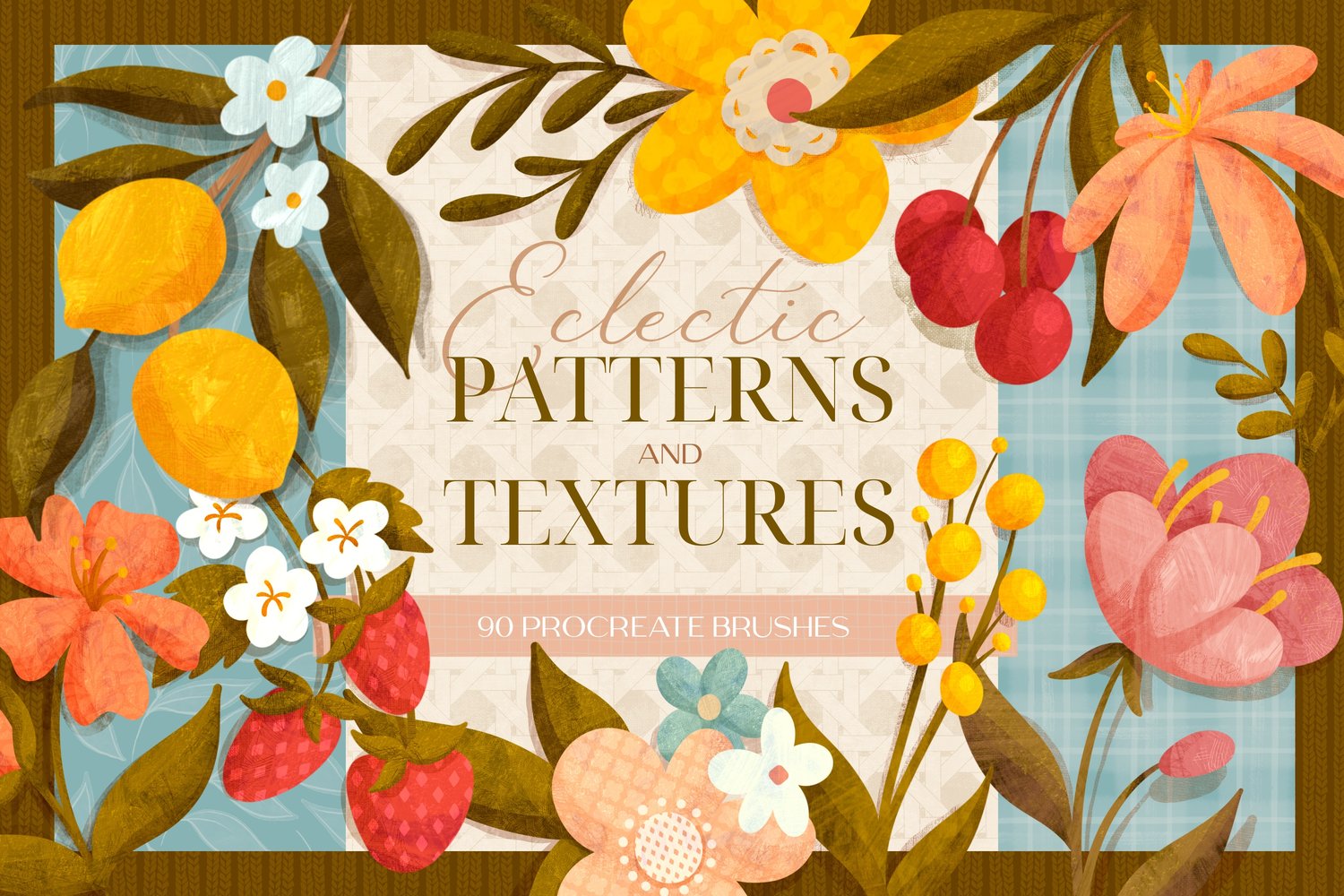 collection of pattern and texture procreate brushes