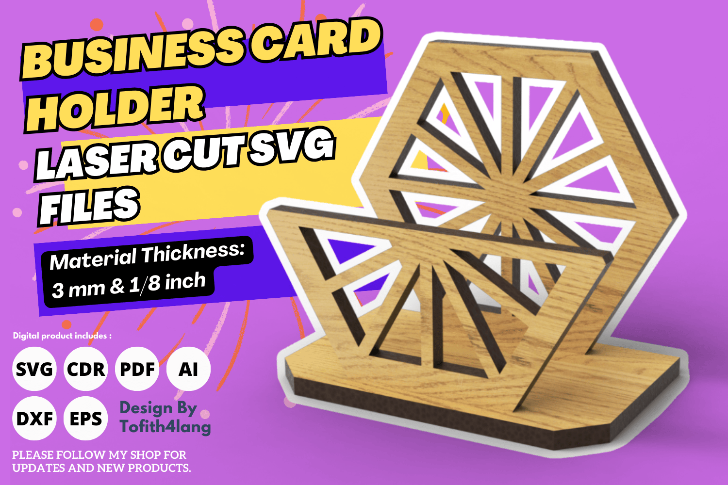 Business Card Holder | Laser Cutting File | Unique Card Stand SVG | Laser Cut File