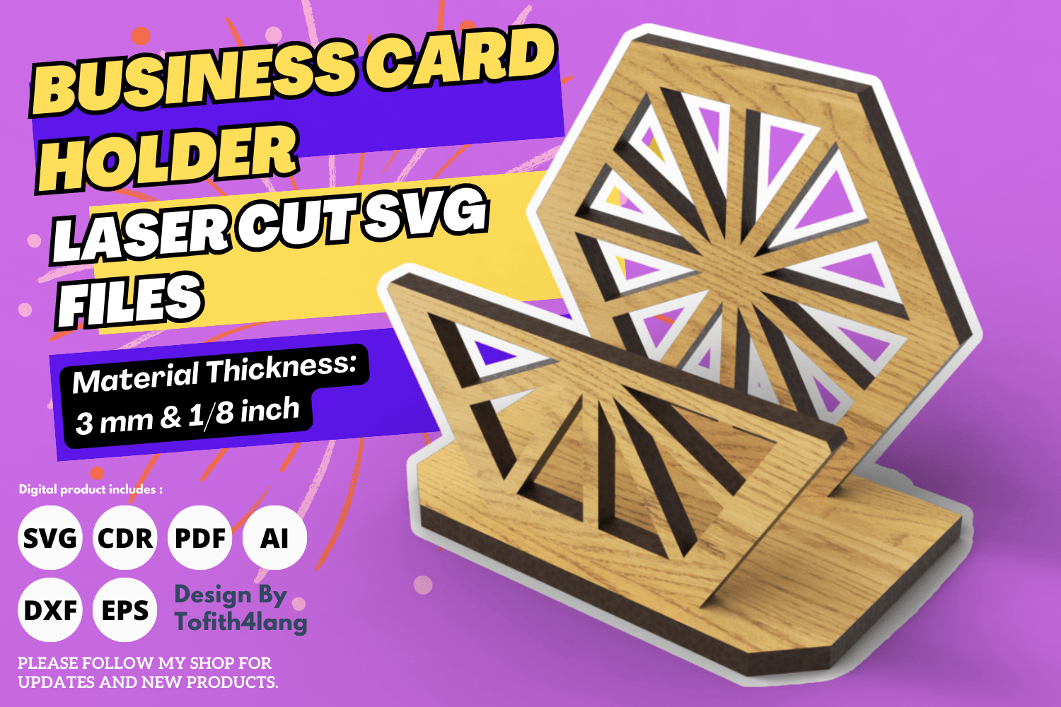 Business Card Holder | Laser Cutting File | Unique Card Stand SVG | Laser Cut File