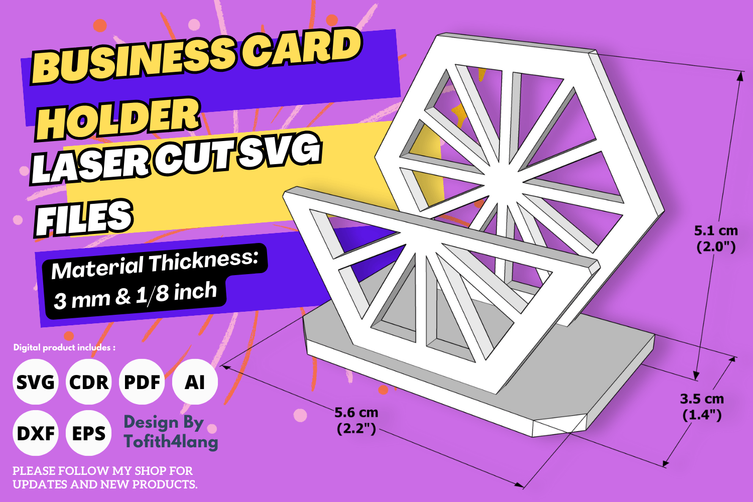 Business Card Holder | Laser Cutting File | Unique Card Stand SVG | Laser Cut File