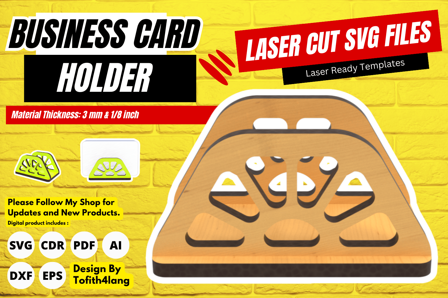 Business Card Holder | Laser Cutting File | Unique Card Stand SVG | Laser Cut File