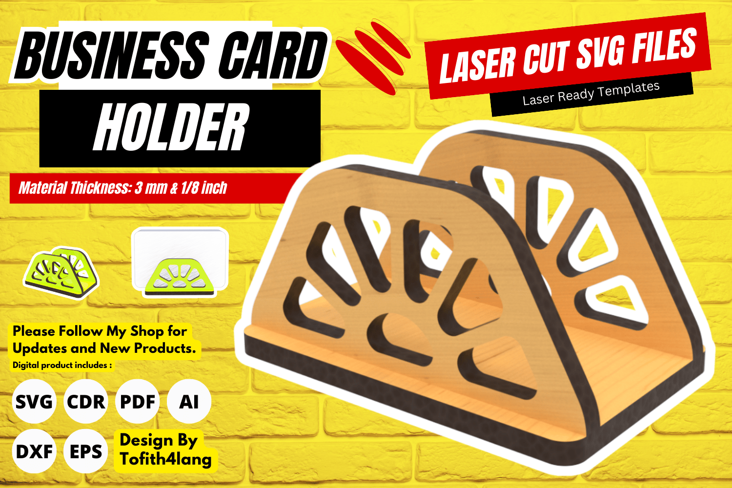 Business Card Holder | Laser Cutting File | Unique Card Stand SVG | Laser Cut File