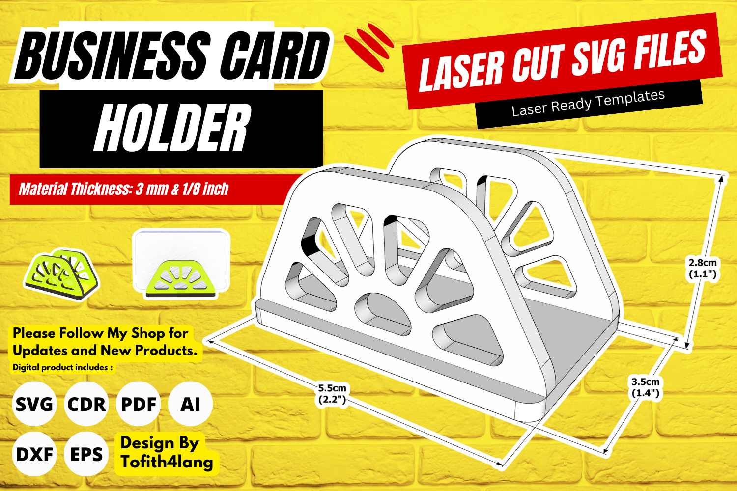 Business Card Holder | Laser Cutting File | Unique Card Stand SVG | Laser Cut File
