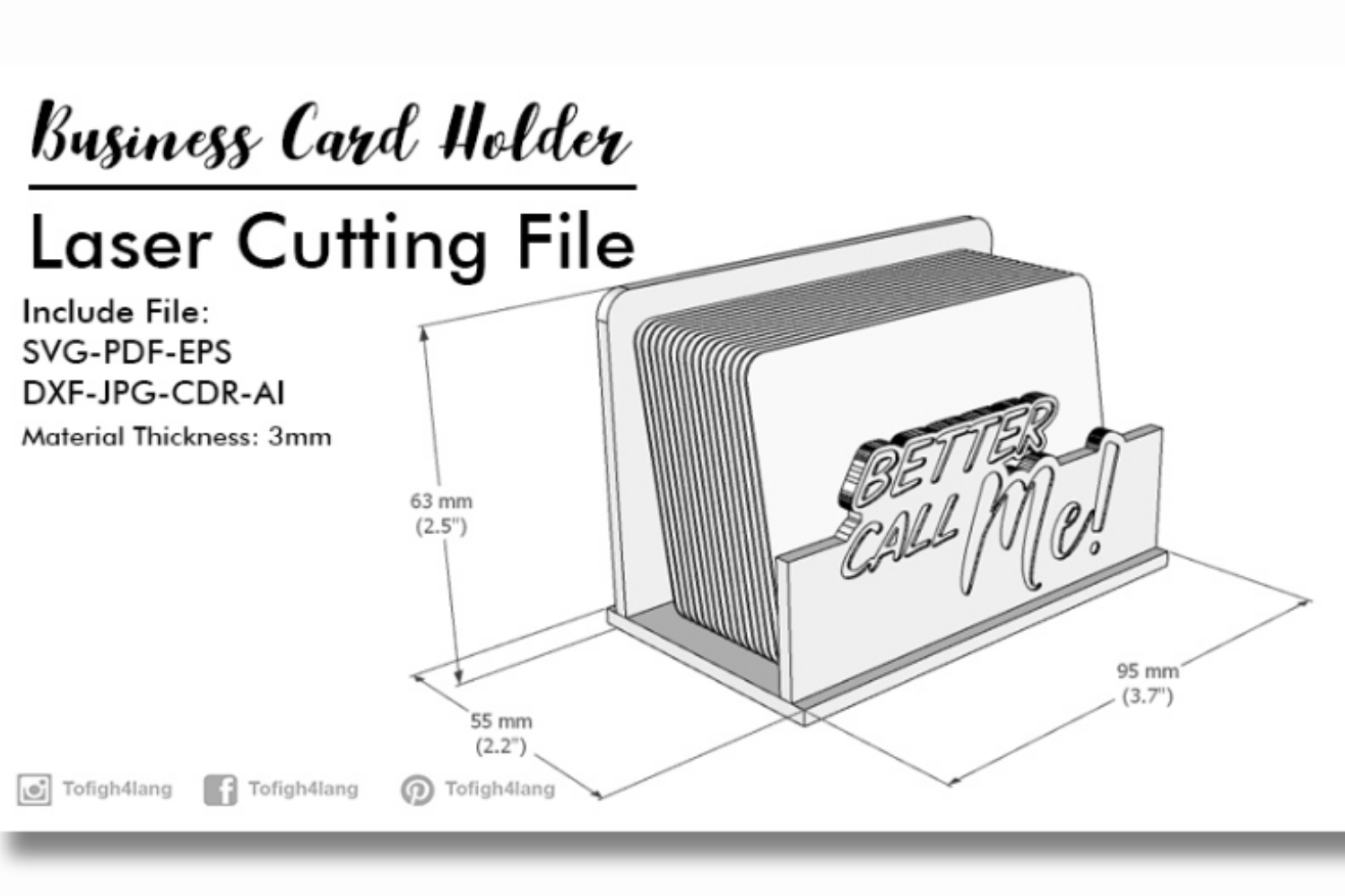 Business Card Holder | Laser Cutting File | Unique Card Stand SVG | Laser Cut File
