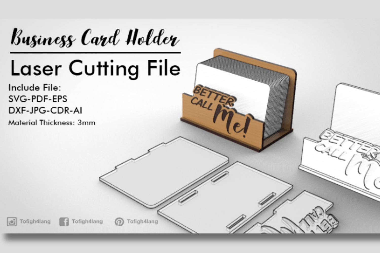 Business Card Holder | Laser Cutting File | Unique Card Stand SVG | Laser Cut File