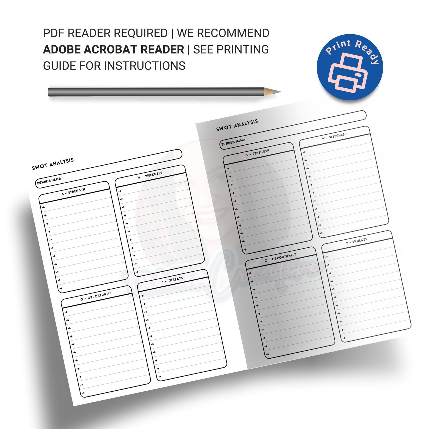 SWOT Analysis planner insert | Minimalist Business Tool