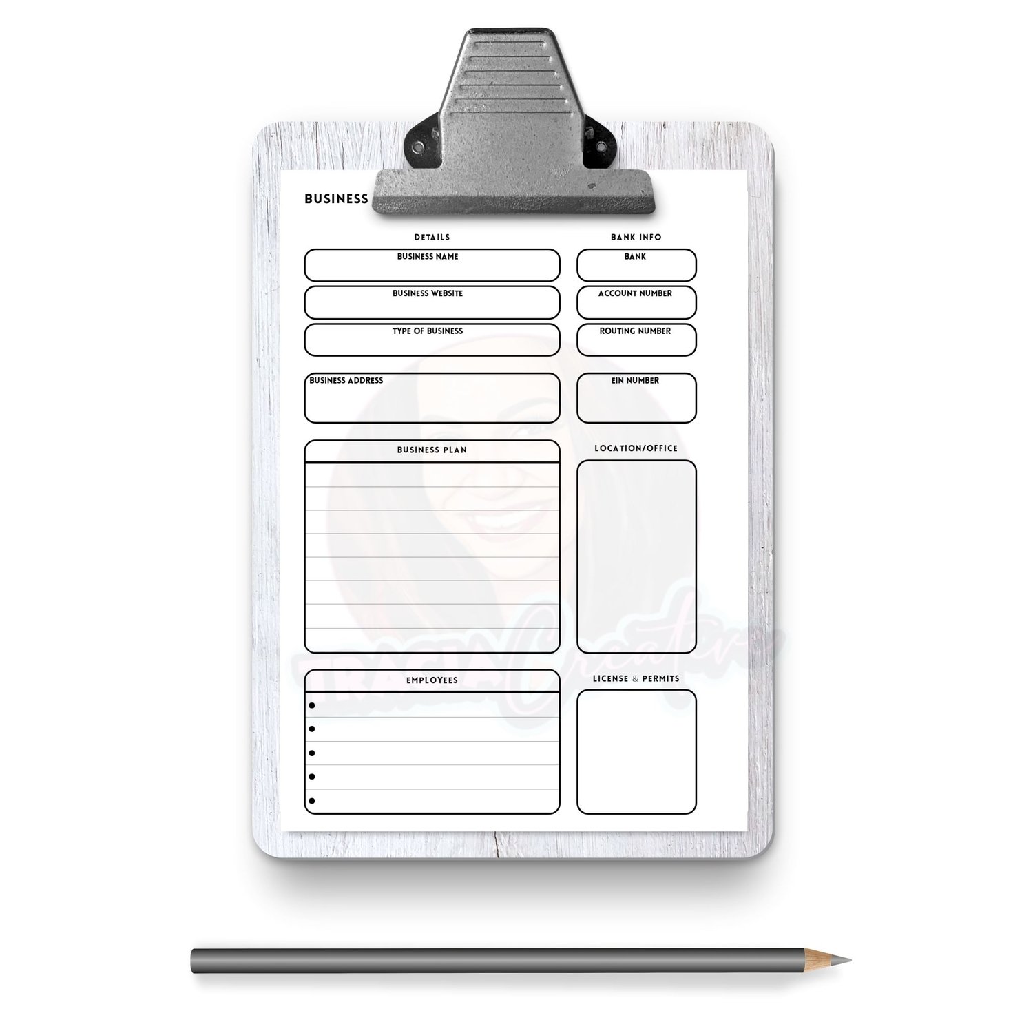 Business Info Sheet - Minimalist Printable | Instant Download