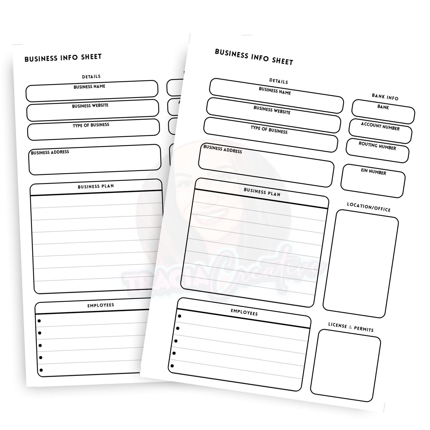 Business Info Sheet - Minimalist Printable | Instant Download