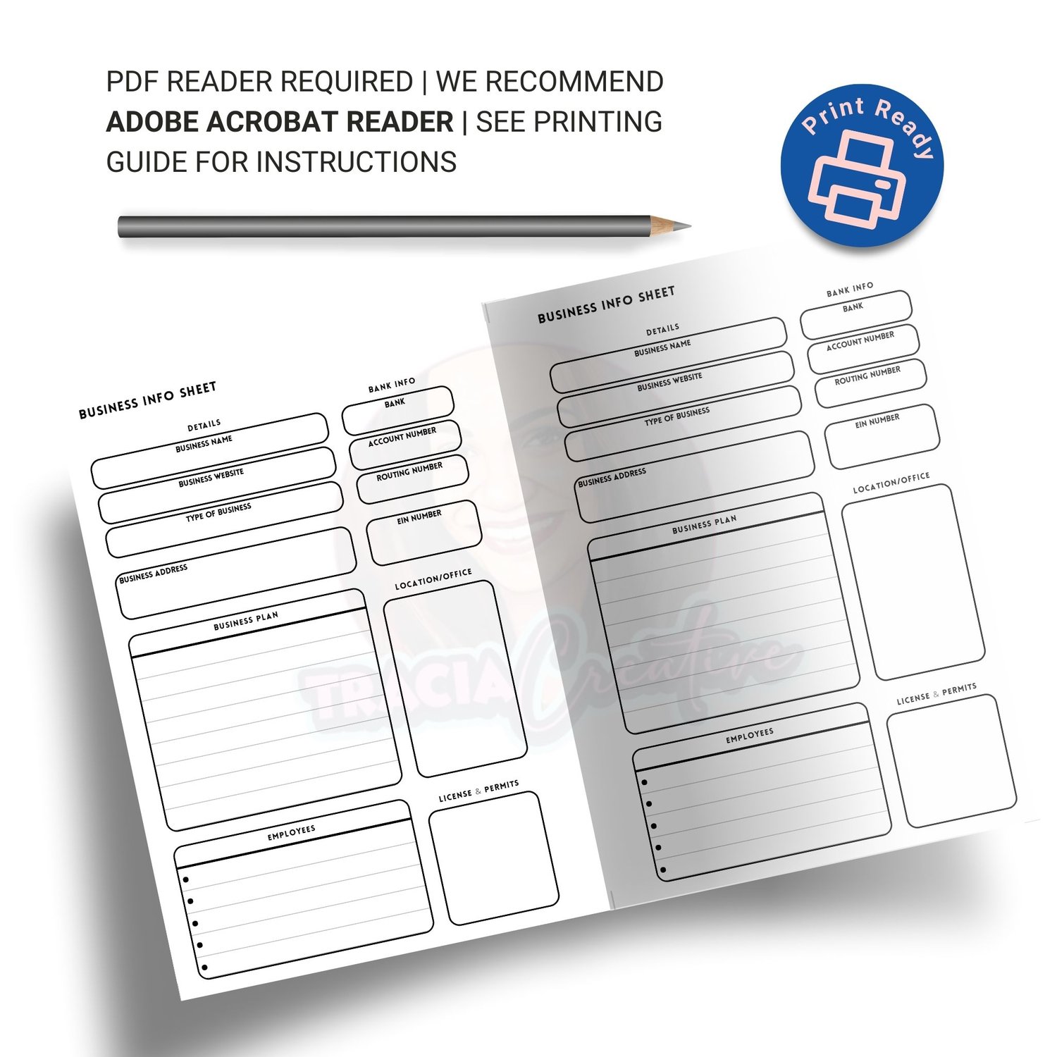 Business Info Sheet - Minimalist Printable | Instant Download