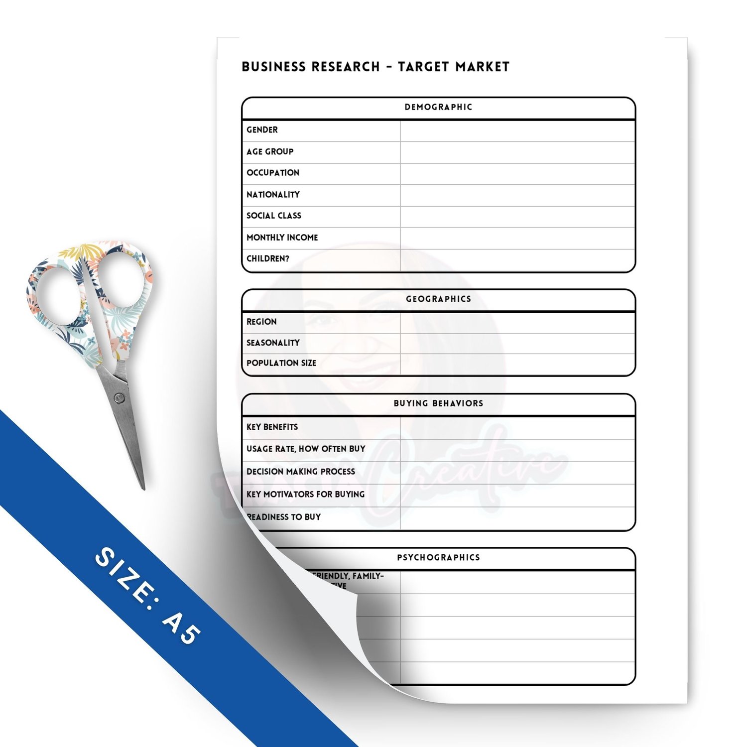 Target Market Planner Insert | Business Research Tool