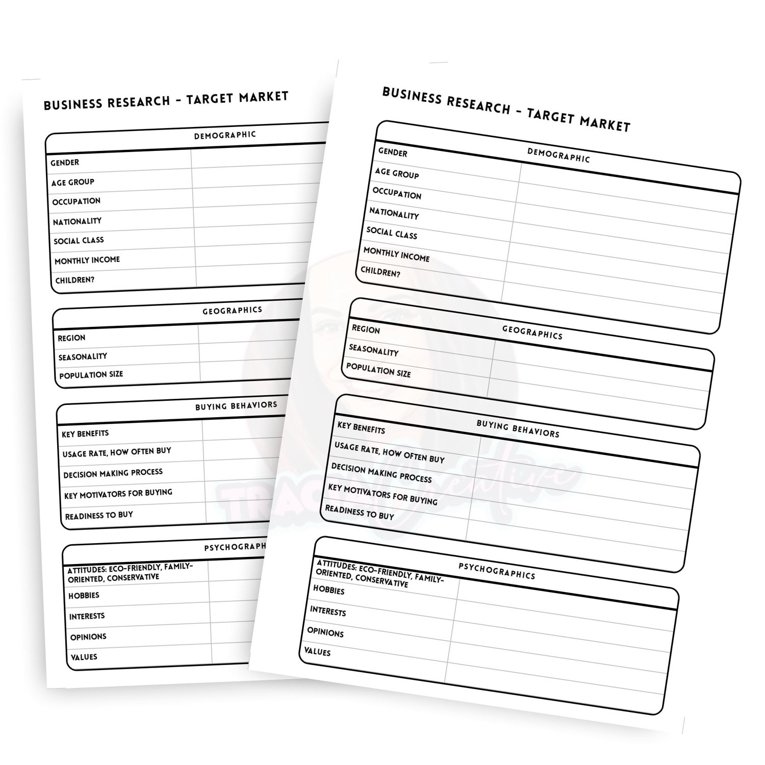 Target Market Planner Insert | Business Research Tool