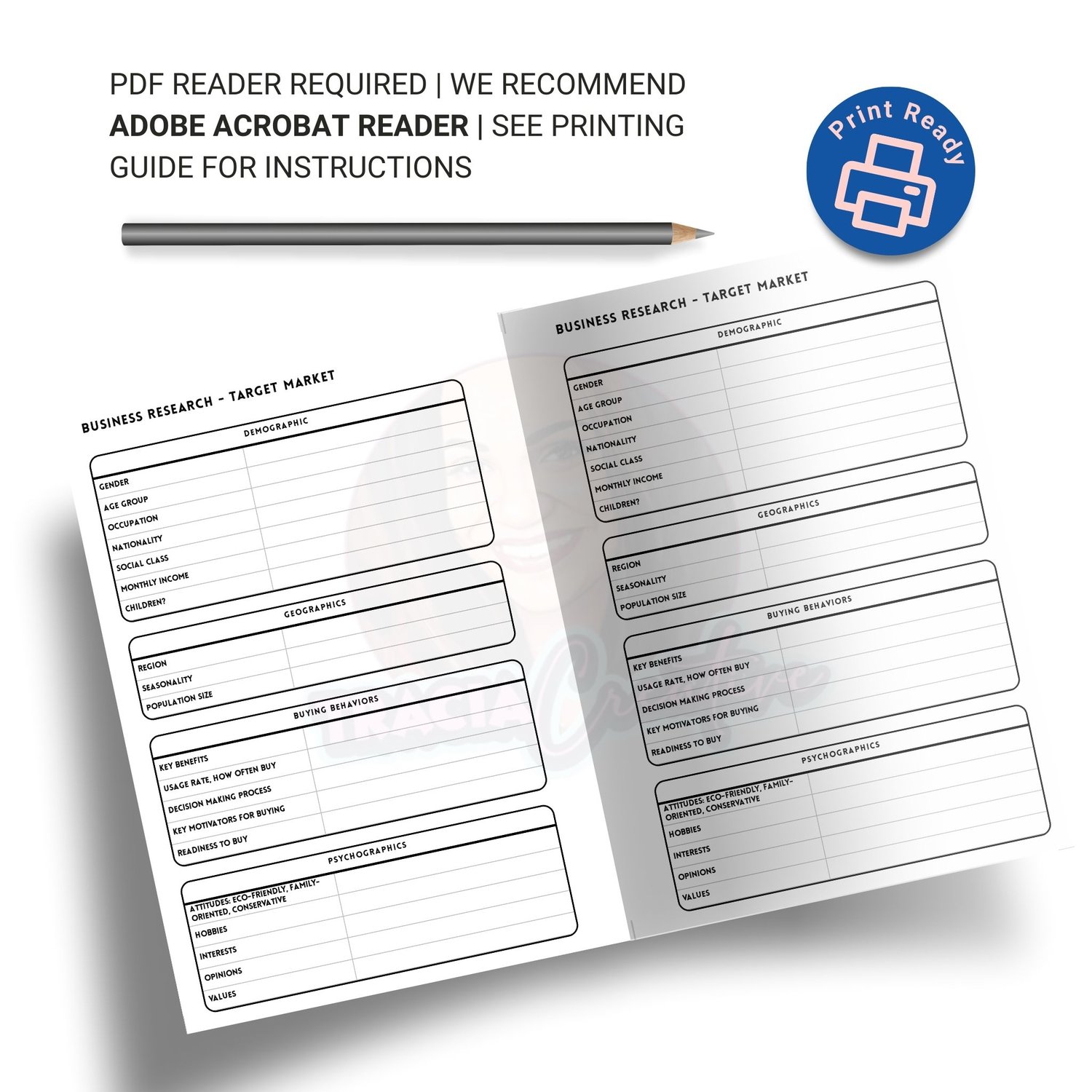 Target Market Planner Insert | Business Research Tool