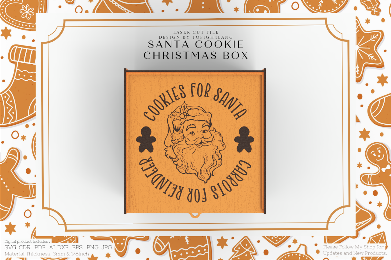 Santa Cookie Christmas Box | Laser Cut File | Christmas Box for Cookies | SVG File