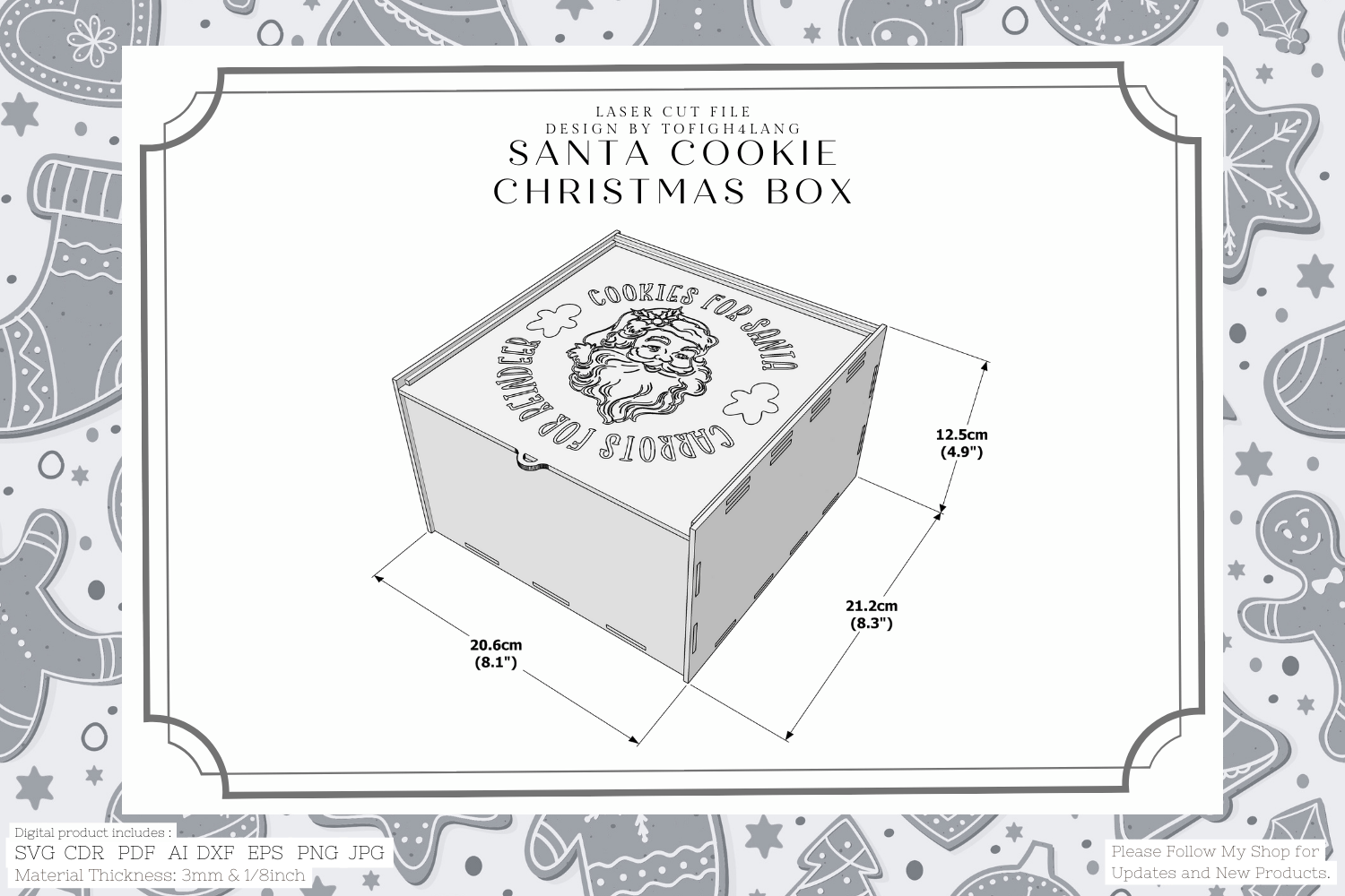 Santa Cookie Christmas Box | Laser Cut File | Christmas Box for Cookies | SVG File