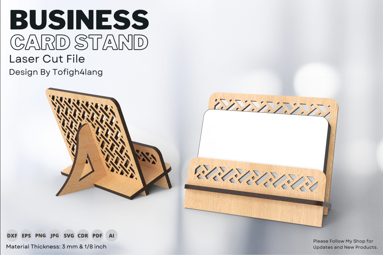 Business Card Stand | Laser Cut | SVG File | Digital Design | Laser Cutting File