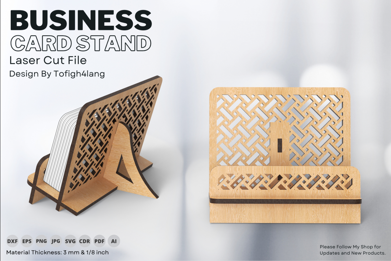 Business Card Stand | Laser Cut | SVG File | Digital Design | Laser Cutting File