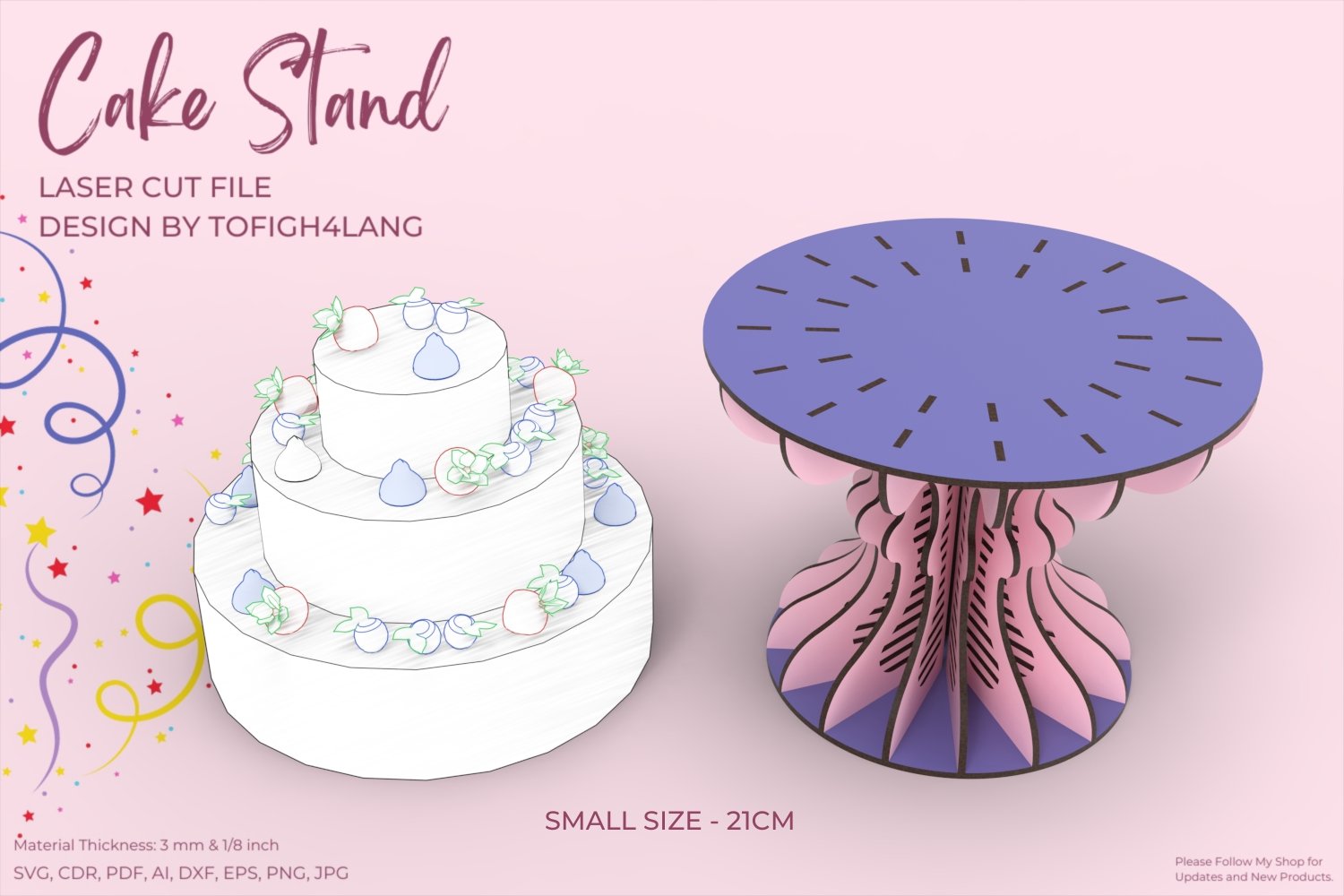 Cake Stand Laser Cut File | SVG File | Laser Cutting File | Wedding cake stand