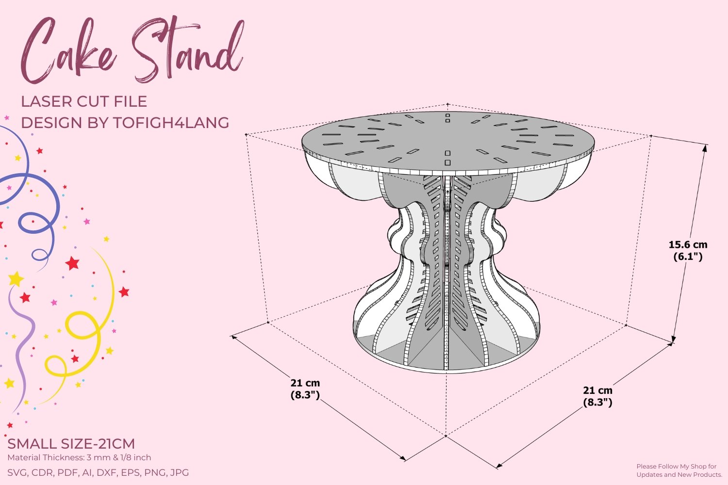 Cake Stand Laser Cut File | SVG File | Laser Cutting File | Wedding cake stand